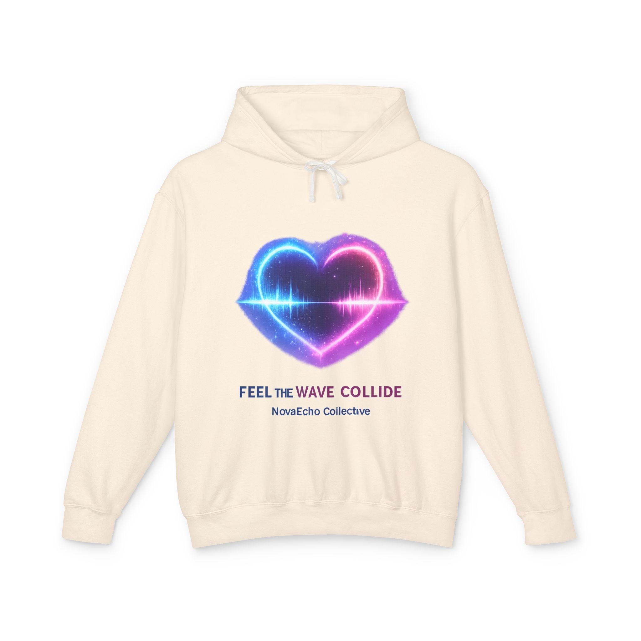 Wave Collide Heart Hoodie — Neon Electro Love Pullover