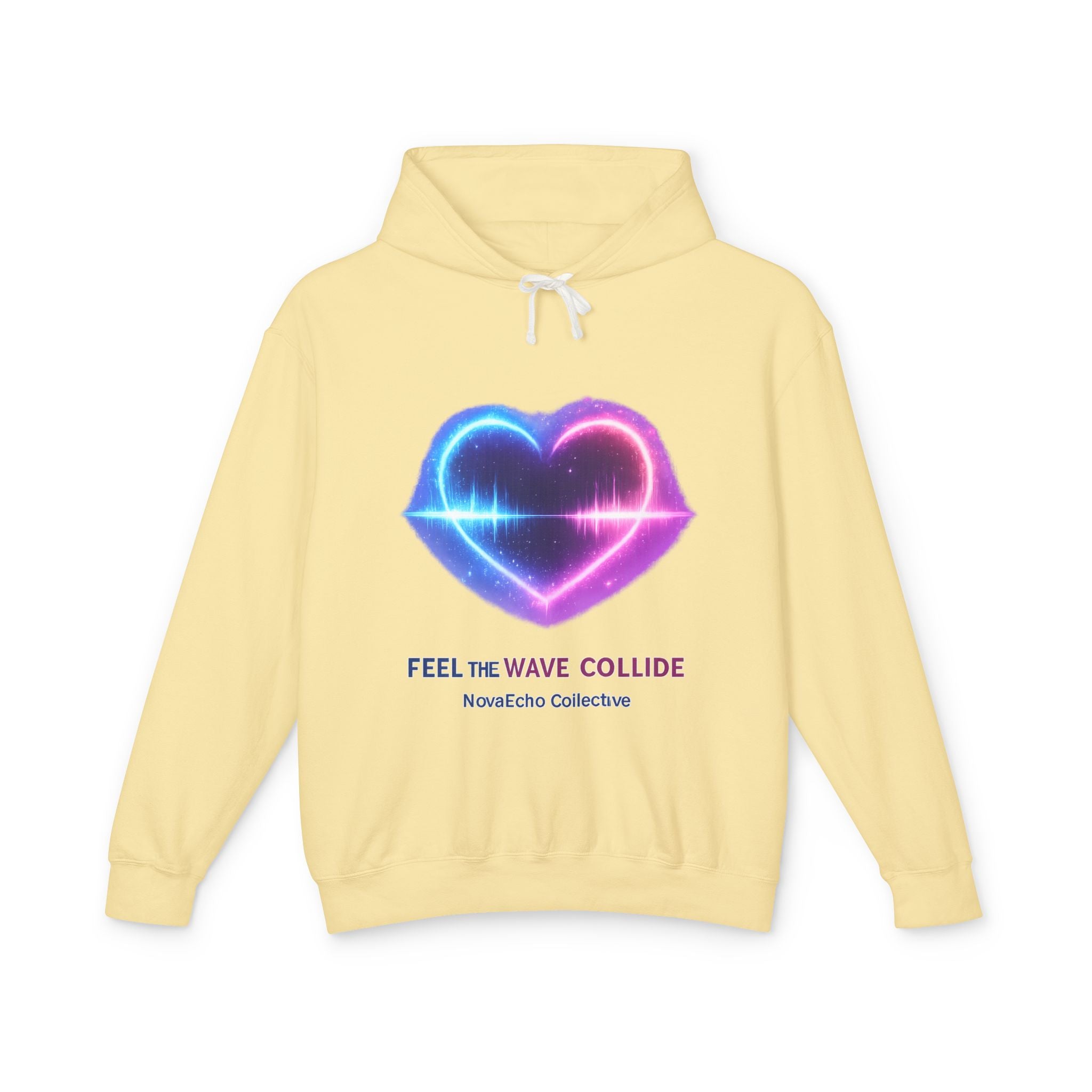 Wave Collide Heart Hoodie — Neon Electro Love Pullover