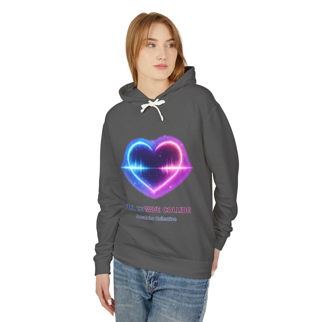 Wave Collide Heart Hoodie — Neon Electro Love Pullover