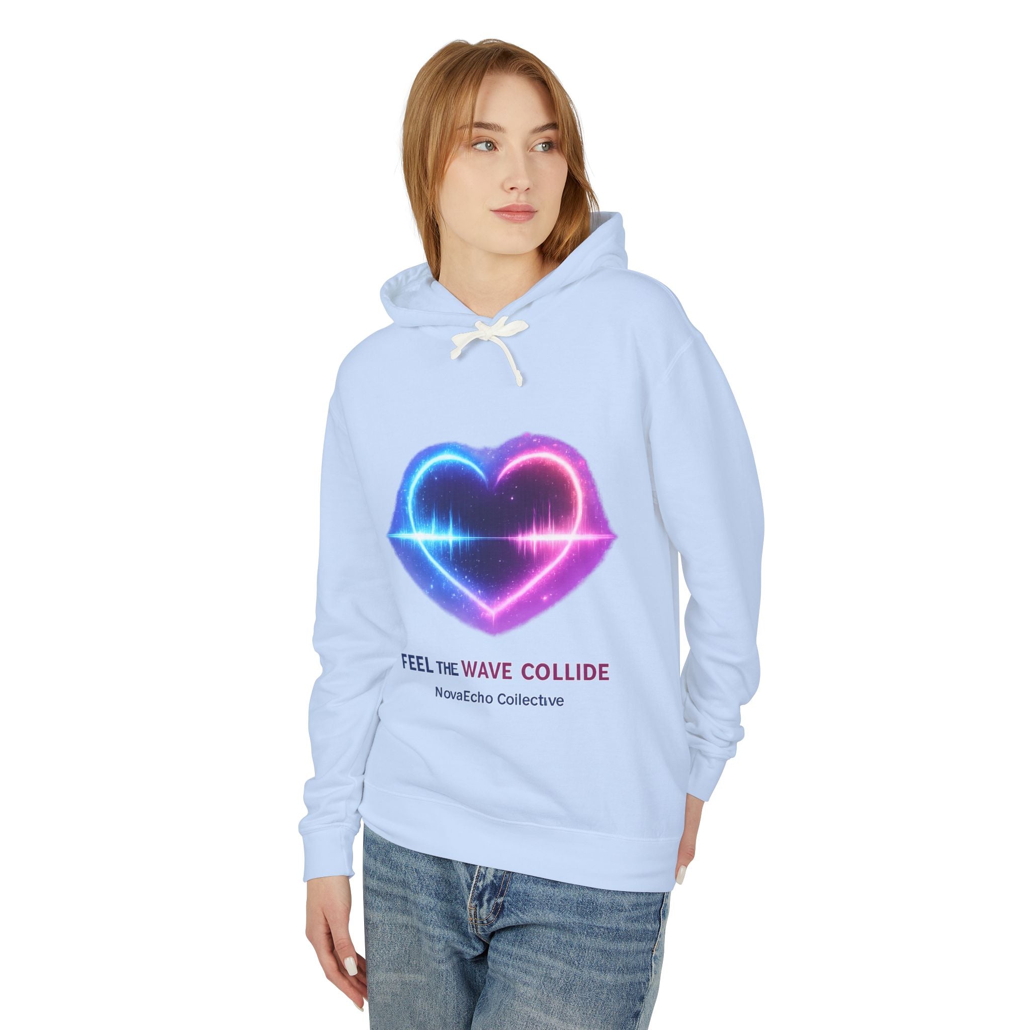 Wave Collide Heart Hoodie — Neon Electro Love Pullover