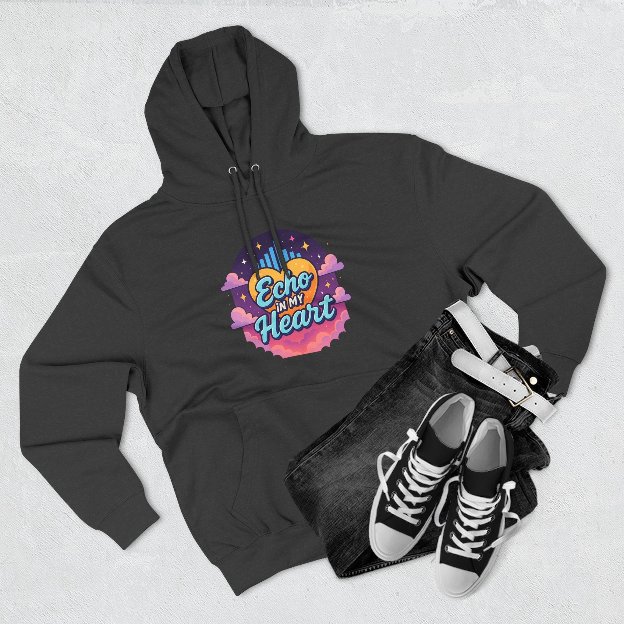 Echo in My Heart Hoodie — Retro Sunset Graphic Pullover