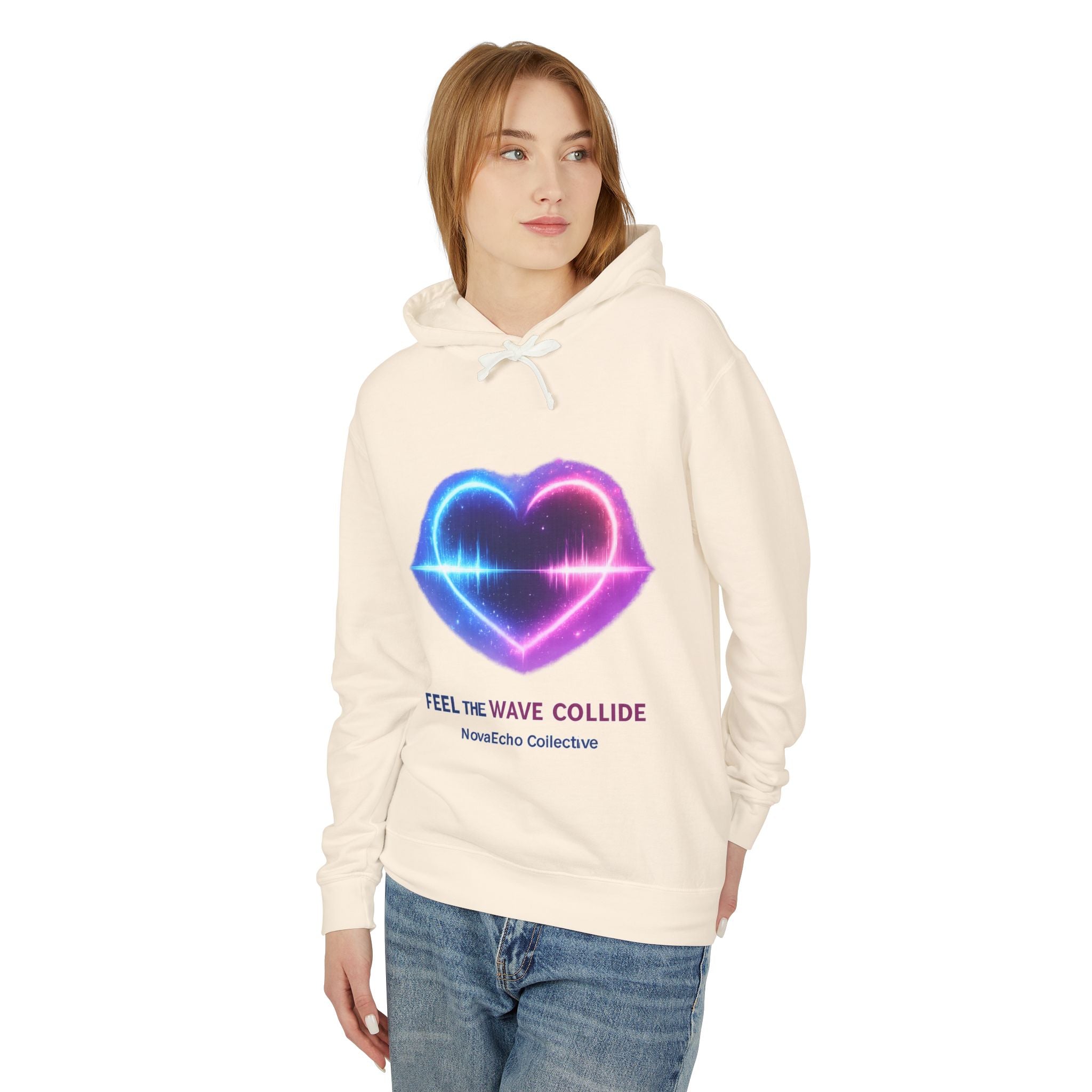 Wave Collide Heart Hoodie — Neon Electro Love Pullover