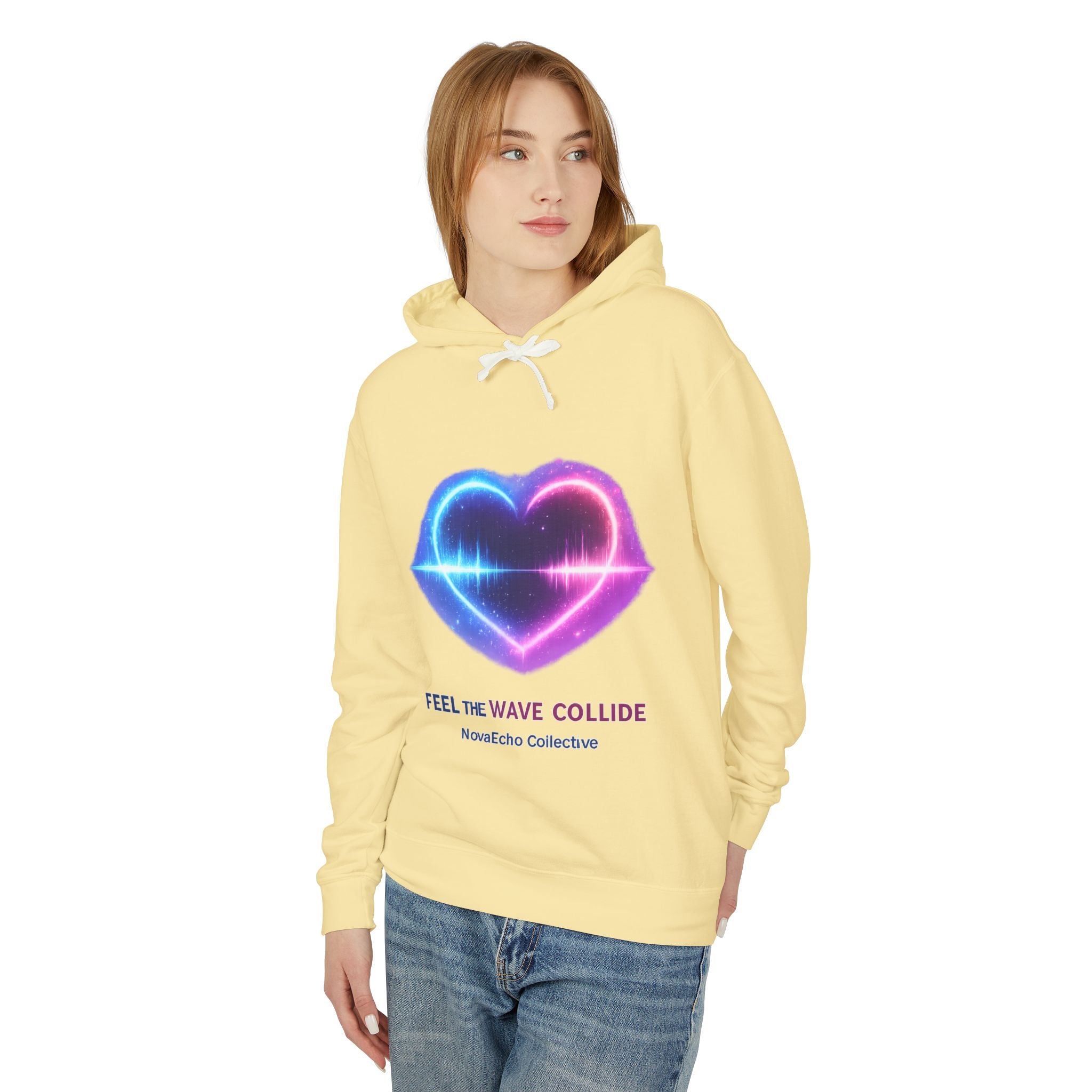 Wave Collide Heart Hoodie — Neon Electro Love Pullover