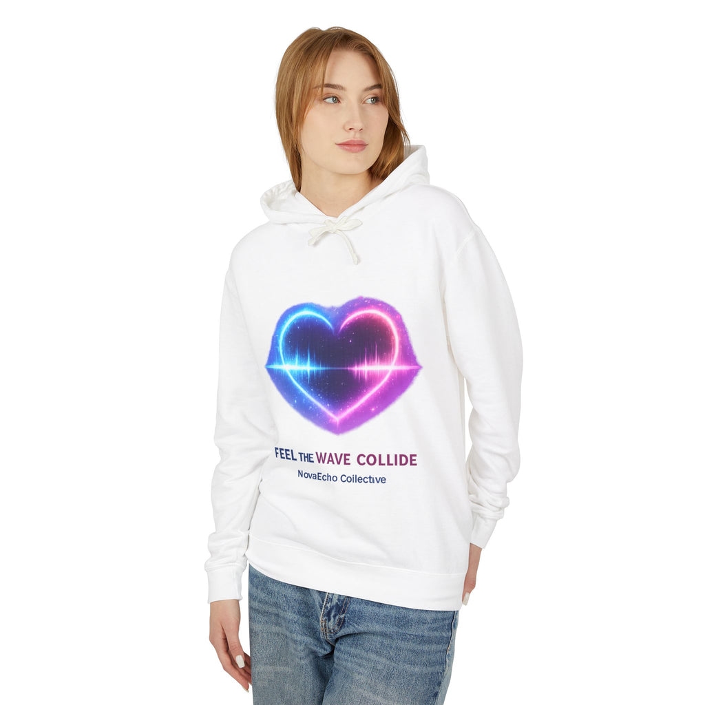 Wave Collide Heart Hoodie — Neon Electro Love Pullover