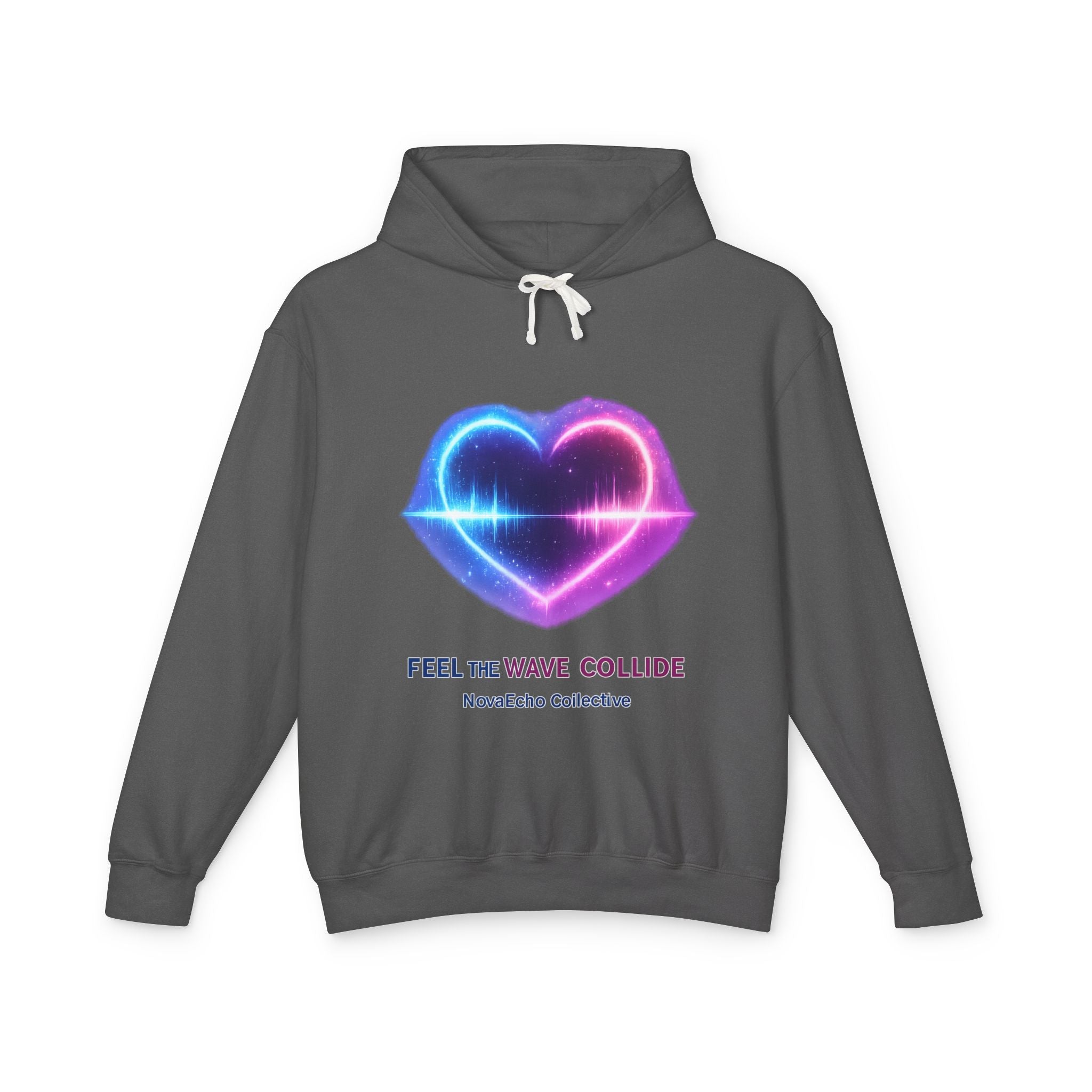 Wave Collide Heart Hoodie — Neon Electro Love Pullover