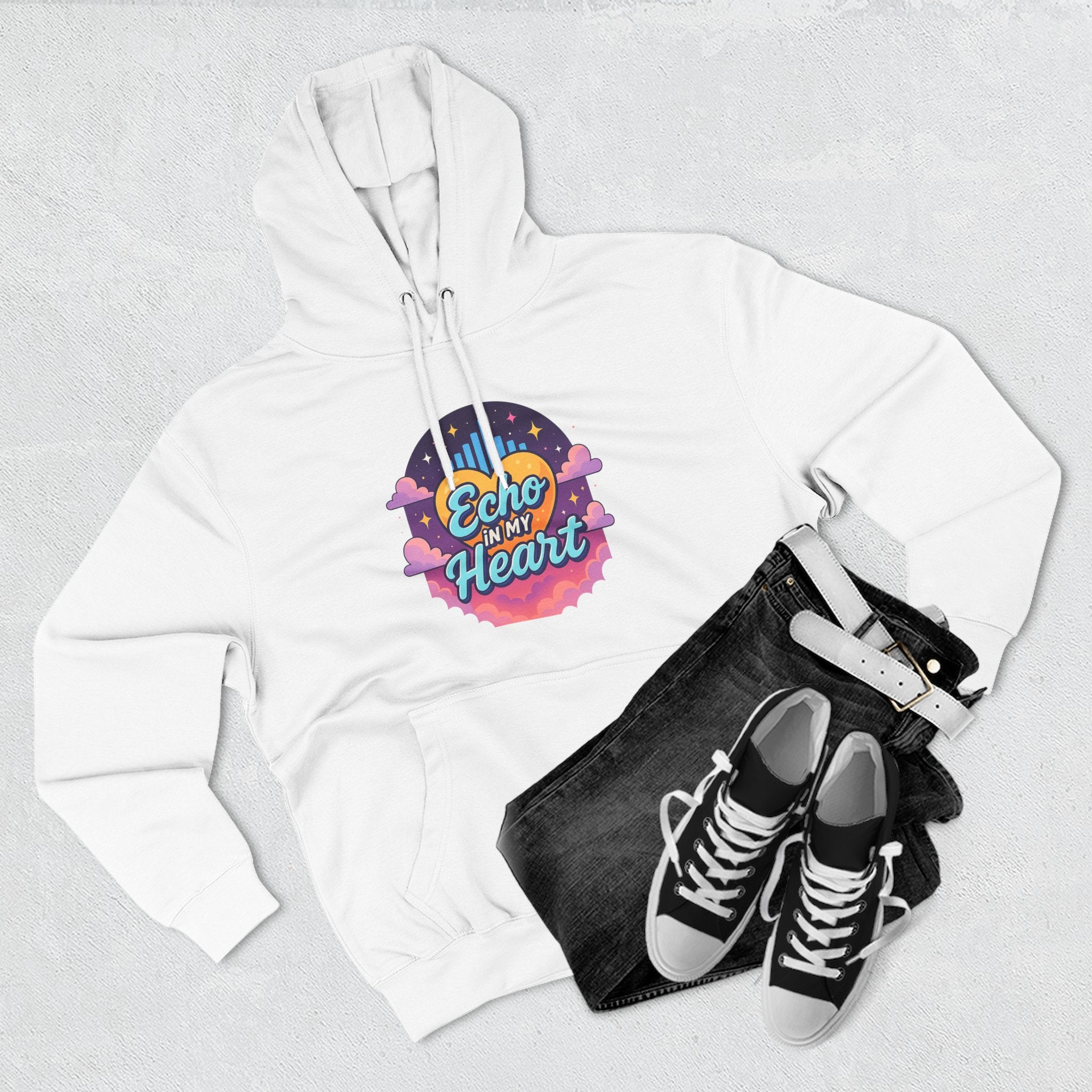 Echo in My Heart Hoodie — Retro Sunset Graphic Pullover