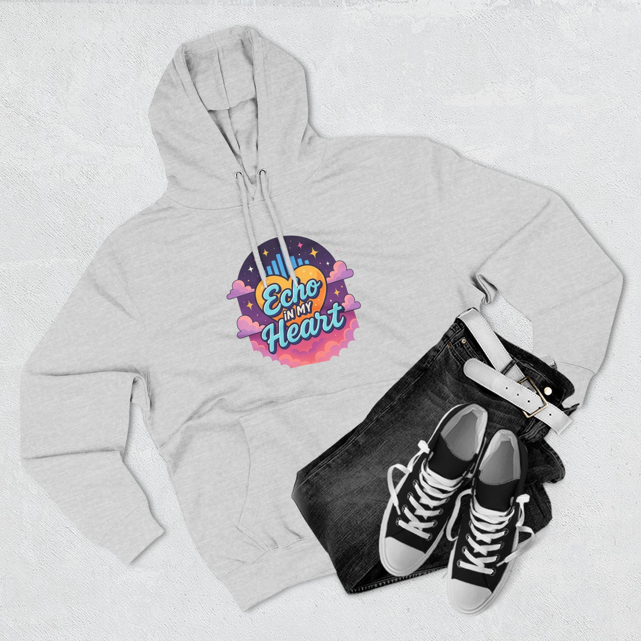 Echo in My Heart Hoodie — Retro Sunset Graphic Pullover