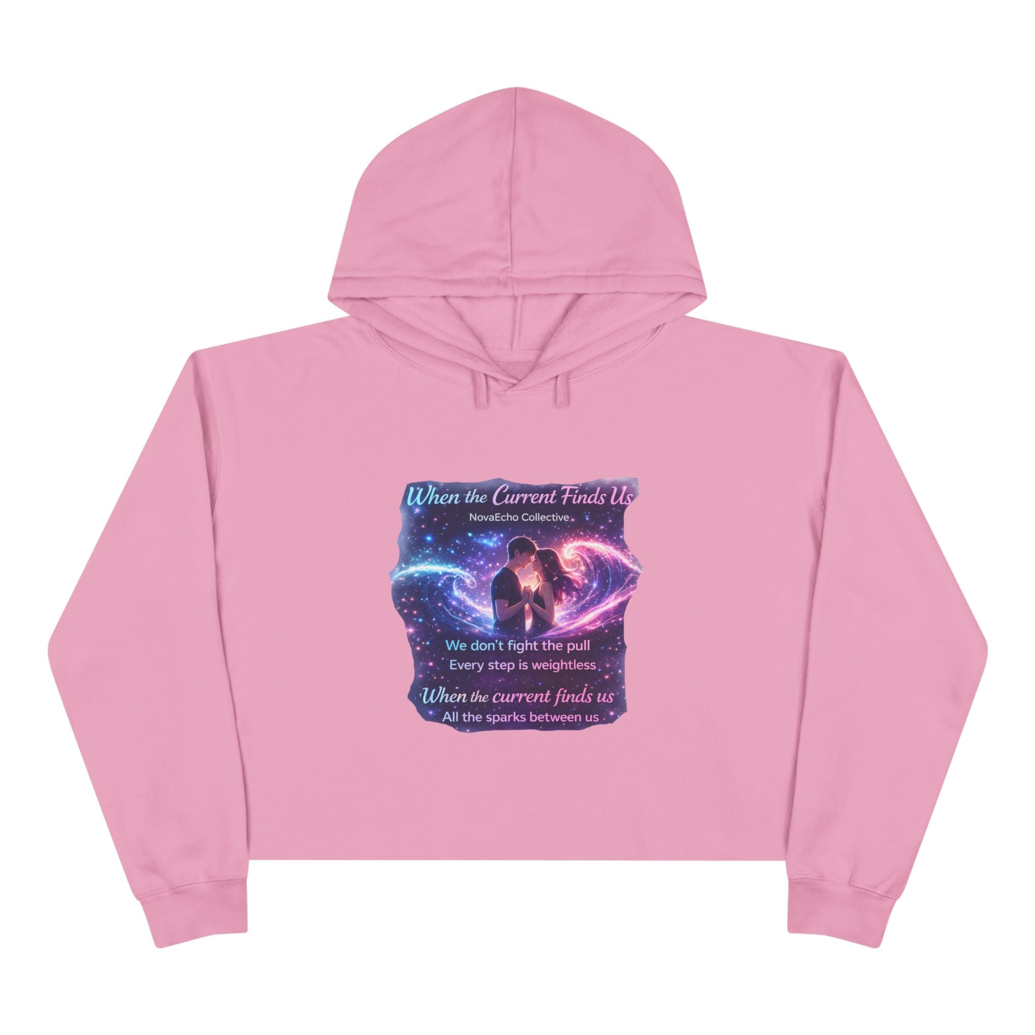 Cosmic Love Crop Hoodie — "When Our Loved Finds Us" Galaxy Graphic