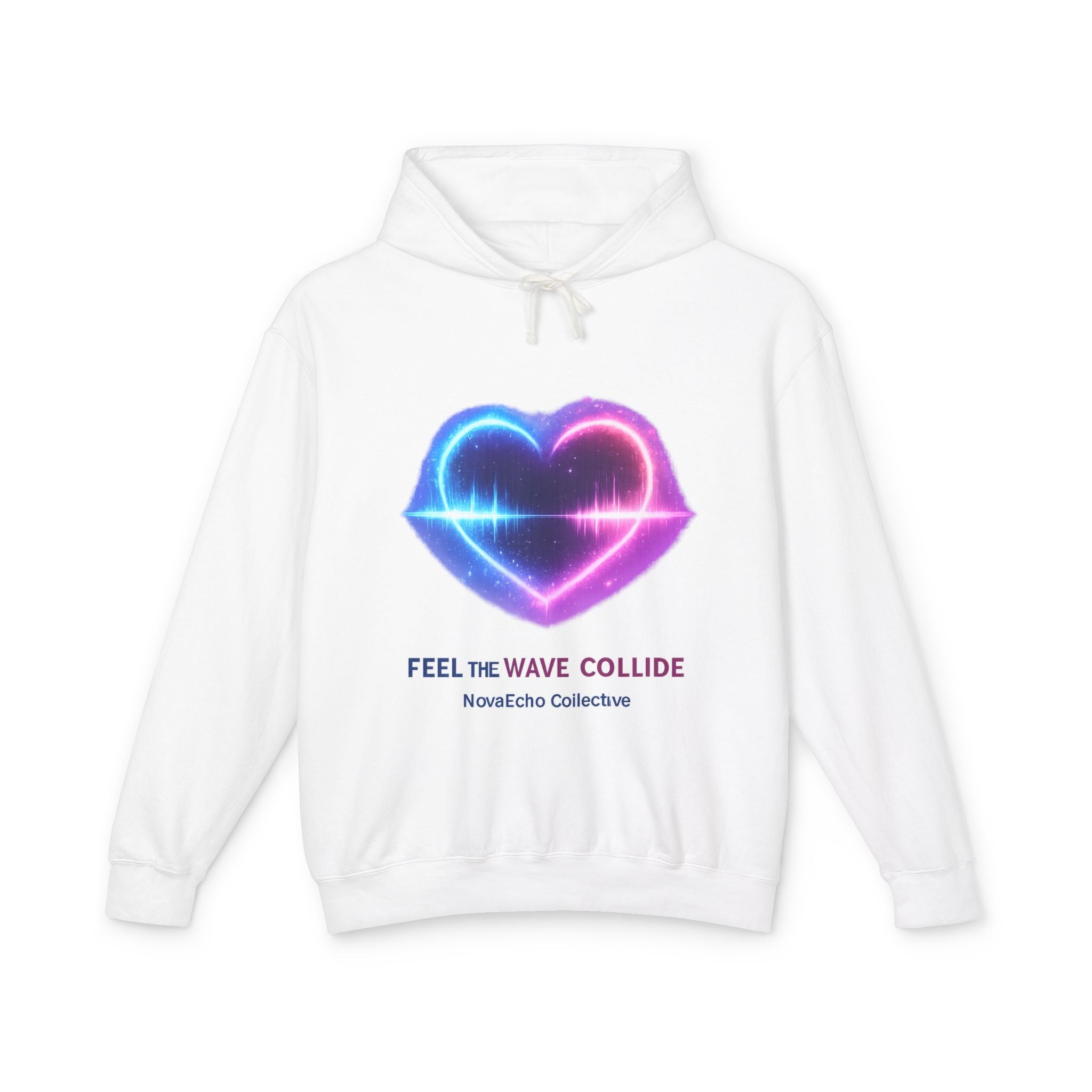 Wave Collide Heart Hoodie — Neon Electro Love Pullover